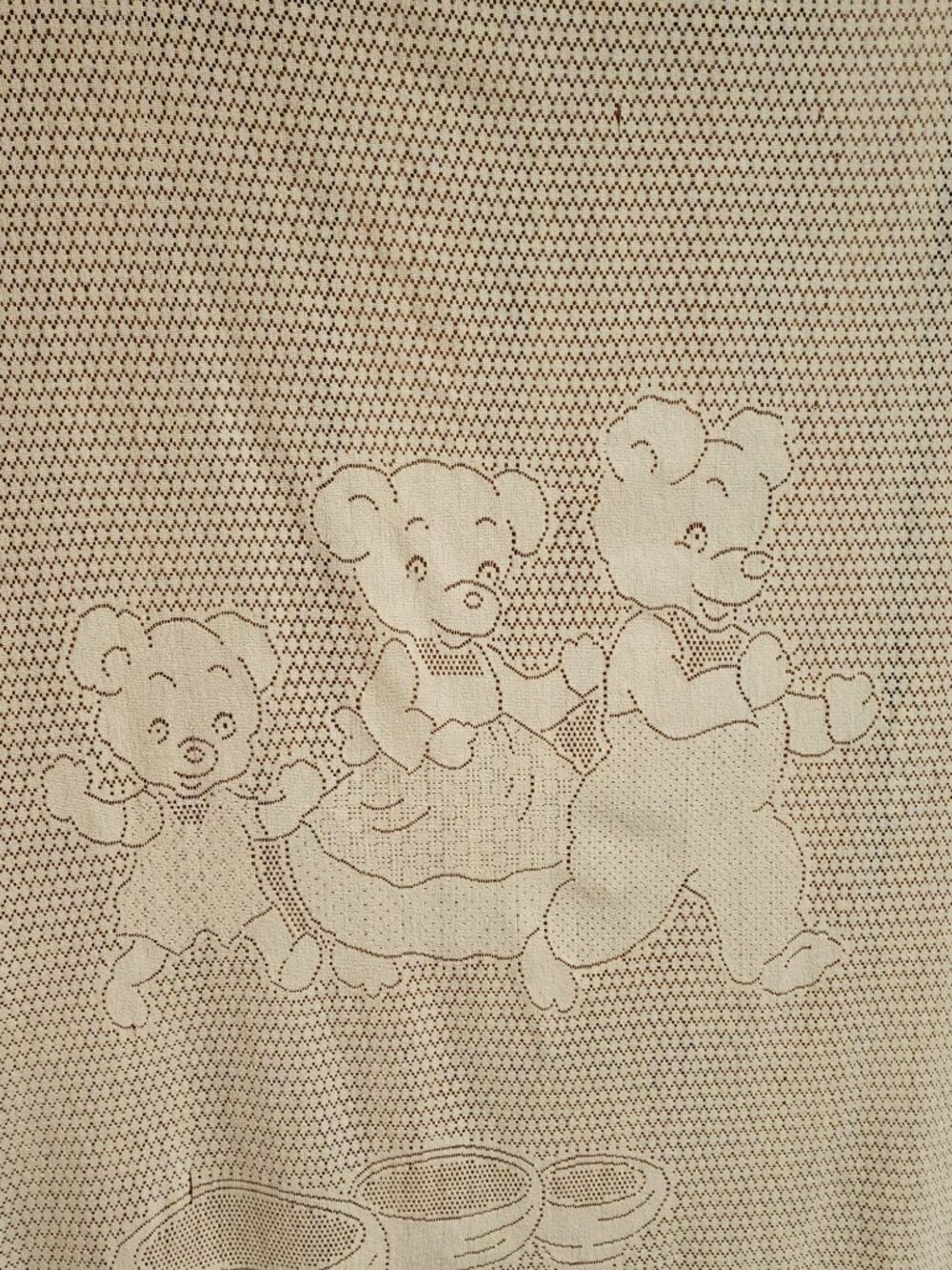 Vintage Baby Blanket Made in Scotland Bears Waffle Weave Burdines - Picture 6 of 6